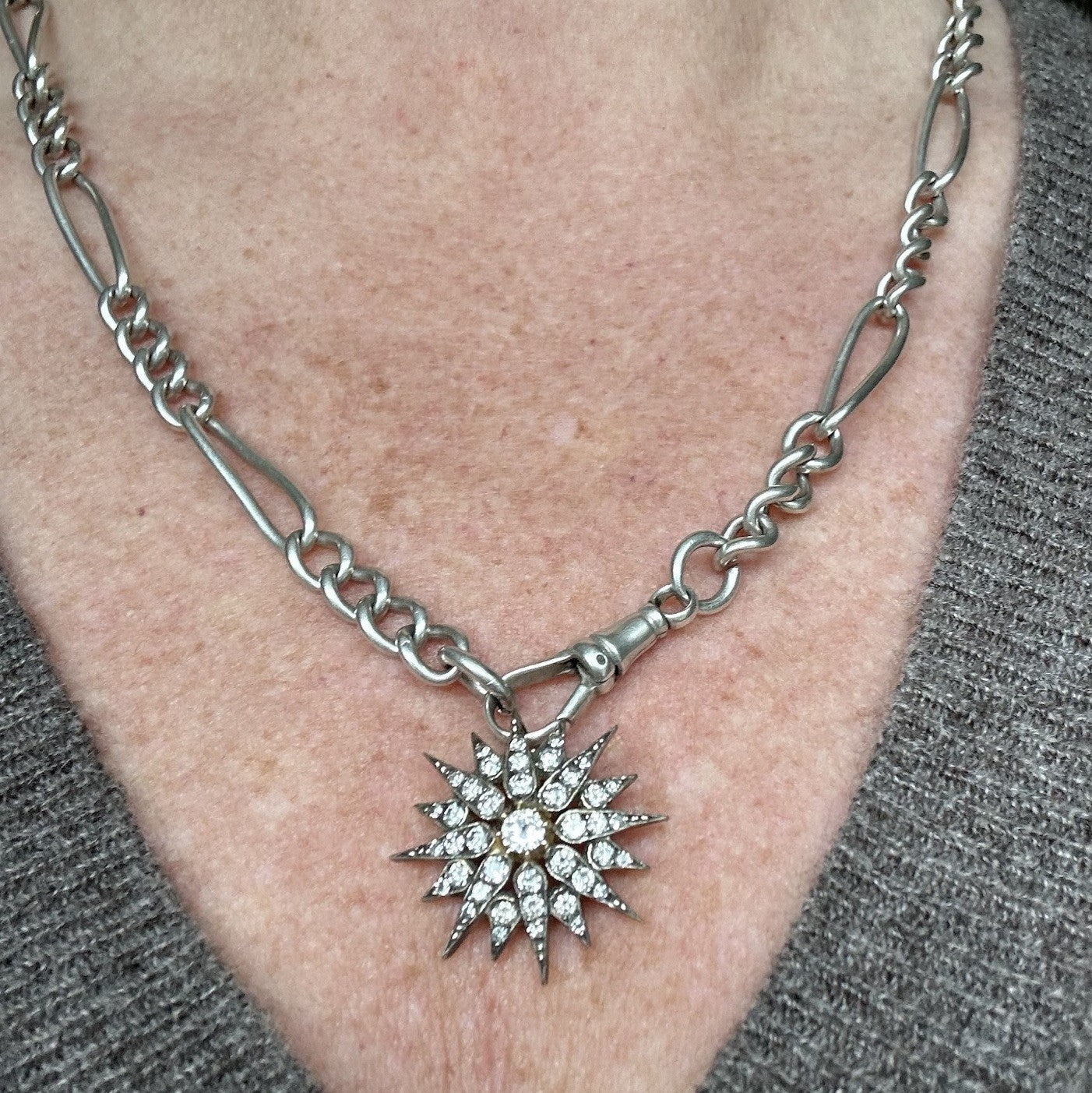 Antique Victorian OMC & Brillant Cut Sterling Over 14k Gold Pendant