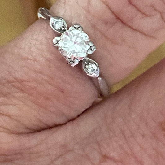 Edwardian platinum Old European Cut Diamond Ring