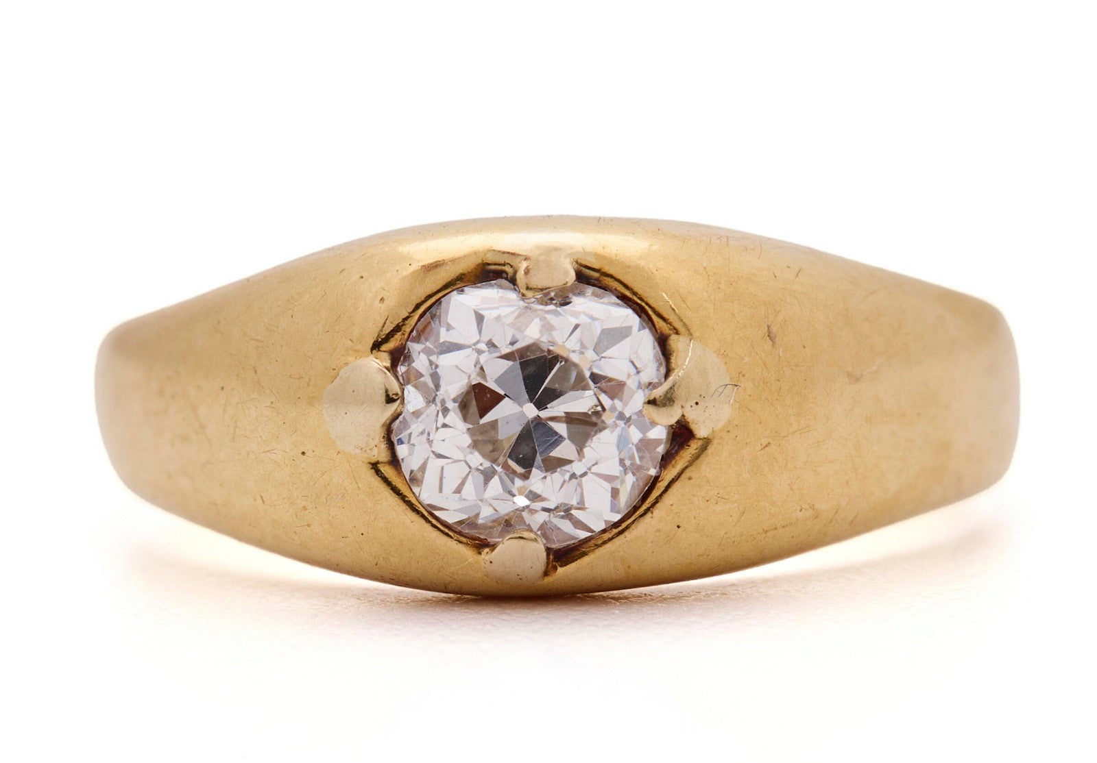 A diamond ring set with an old-cut diamond  mounted in 18k size 6