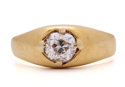 A diamond ring set with an old-cut diamond  mounted in 18k size 6