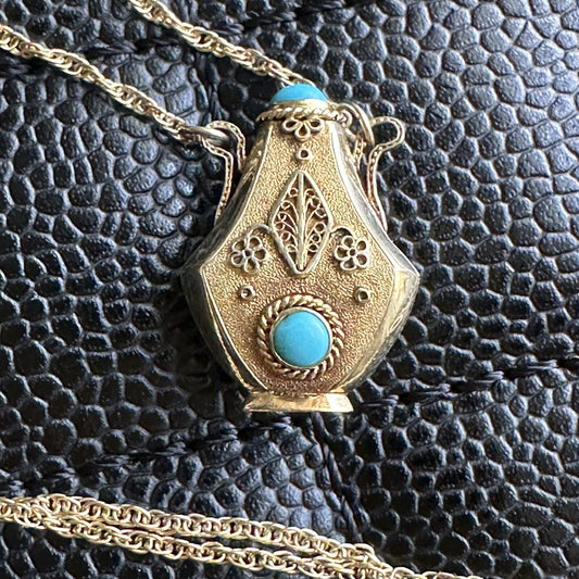 Vintage 14k Turquoise Fob pendant necklace