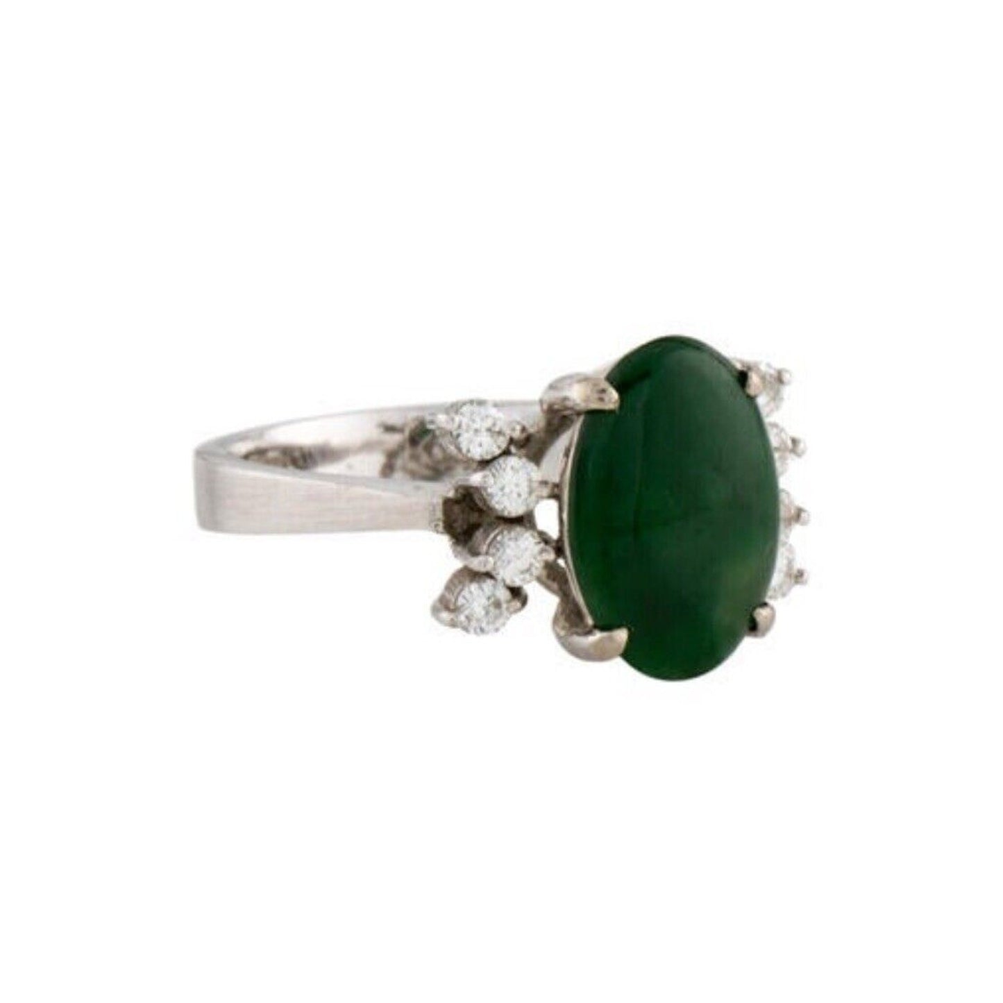 14k Jade & Diamond Ring Size 5