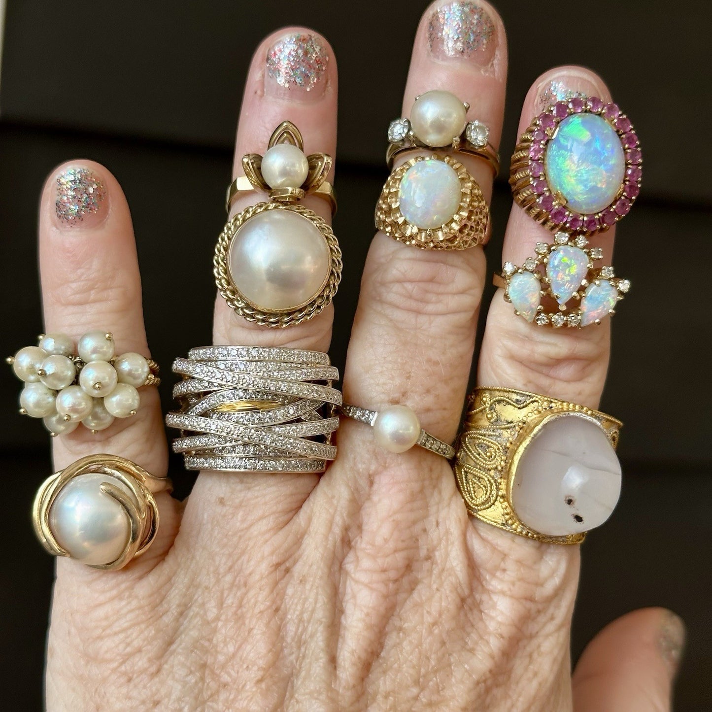 Vintage 14K 3.12 cttw Opal Cocktail Ring