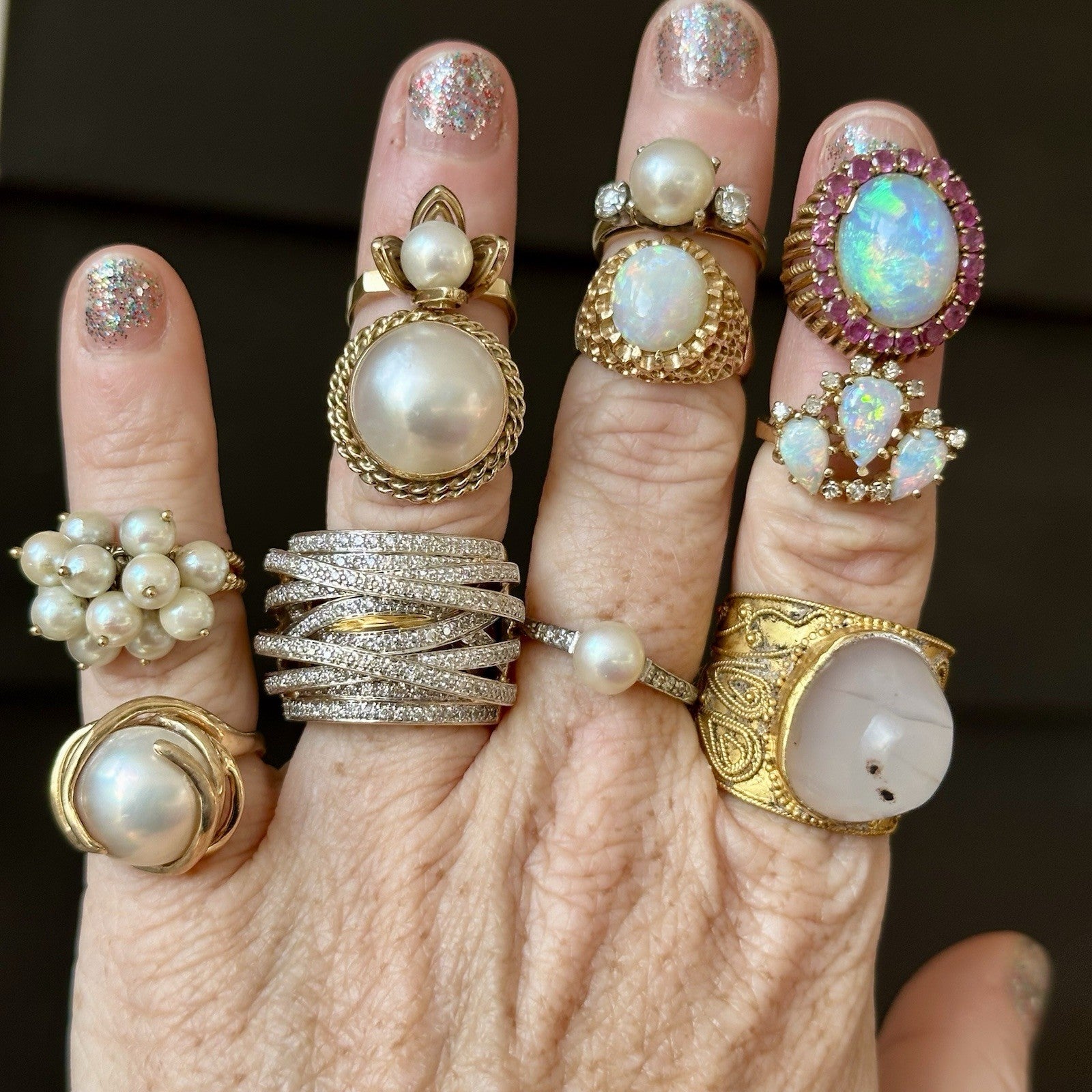 Vintage 14K 3.12 cttw Opal Cocktail Ring