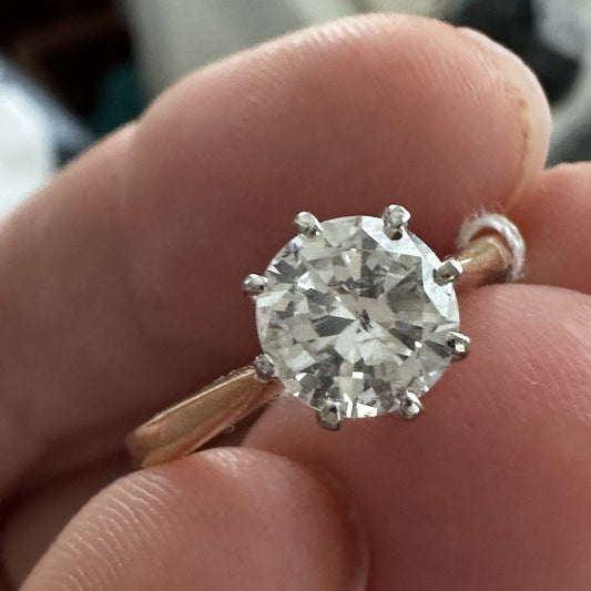 Old Brillant Cut 1.2 Ct Solitaire 18k Gold Ring With WGI report Size 6.5