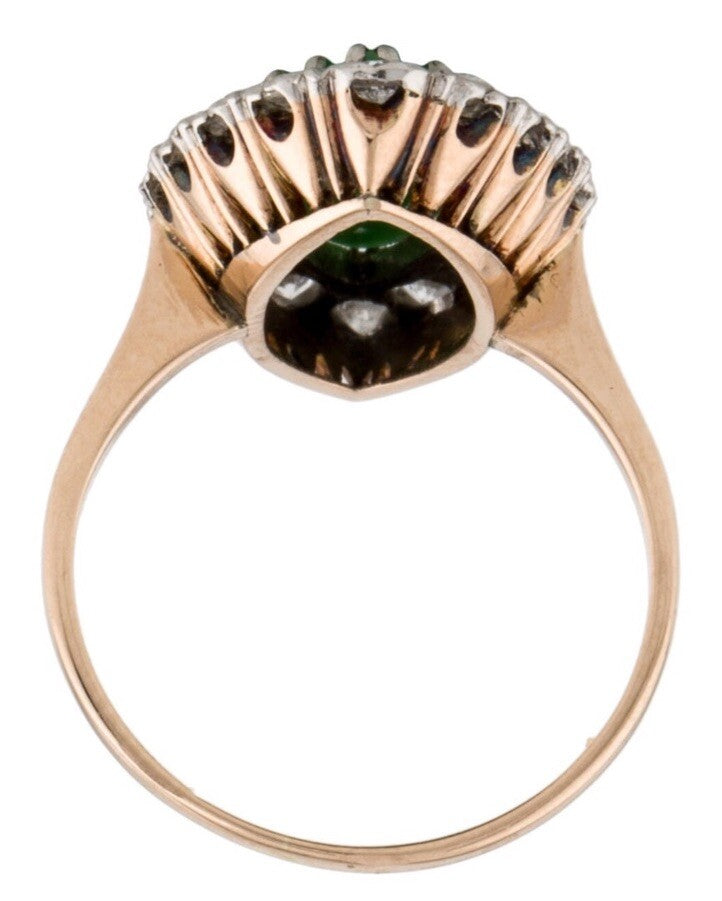 GIA Certified Jade and Diamond Ring Platinum & Gold Jadeite