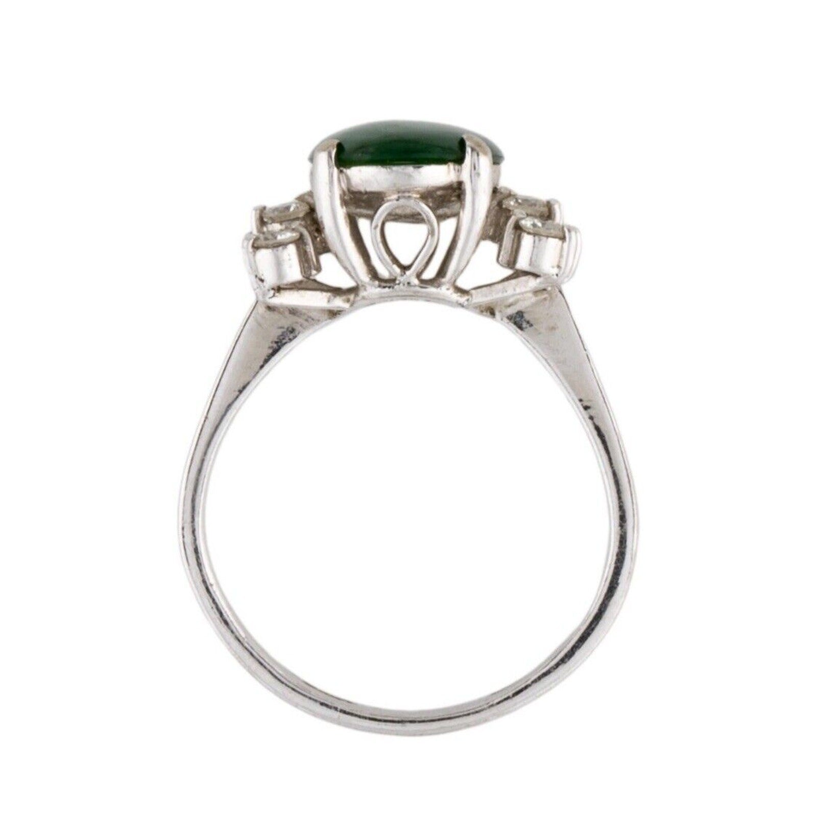 14k Jade & Diamond Ring Size 5