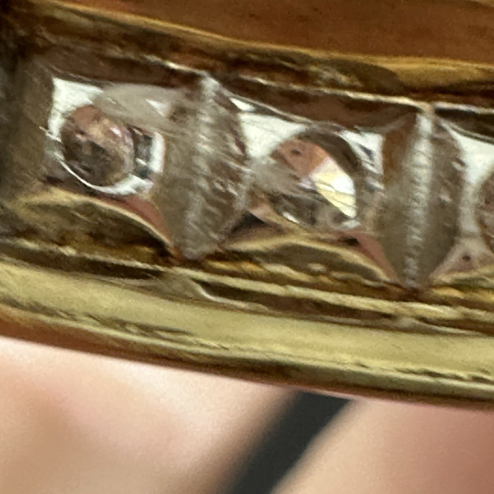 Vintage  14K Yellow  &  Gold  Three Round Diamonds  .80 CTW Ring  Size   9.5