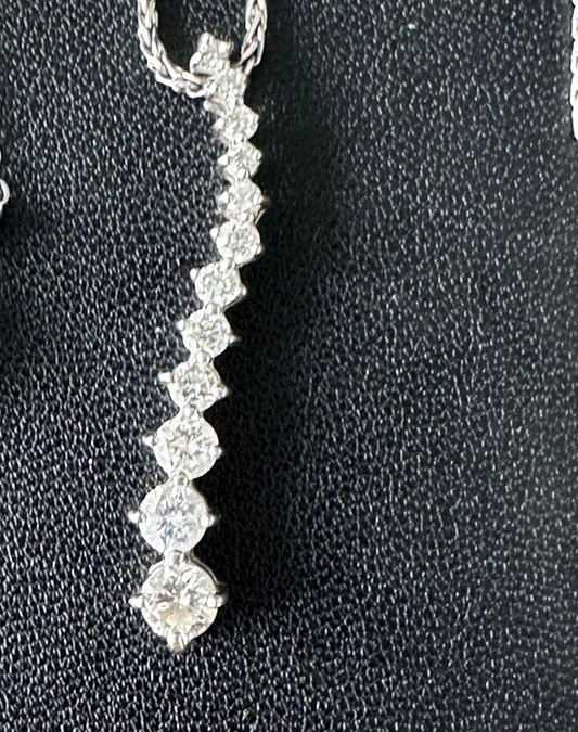 Diamond Waterfall Necklace- 14k White Gold 1.03 Cttw