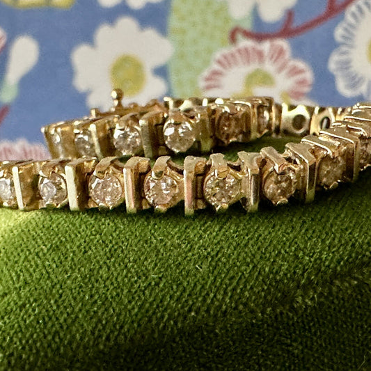 Gorgeous Heavy 14k Solid Gold  4 Carat Diamond Tennis Bracelet   7”Long