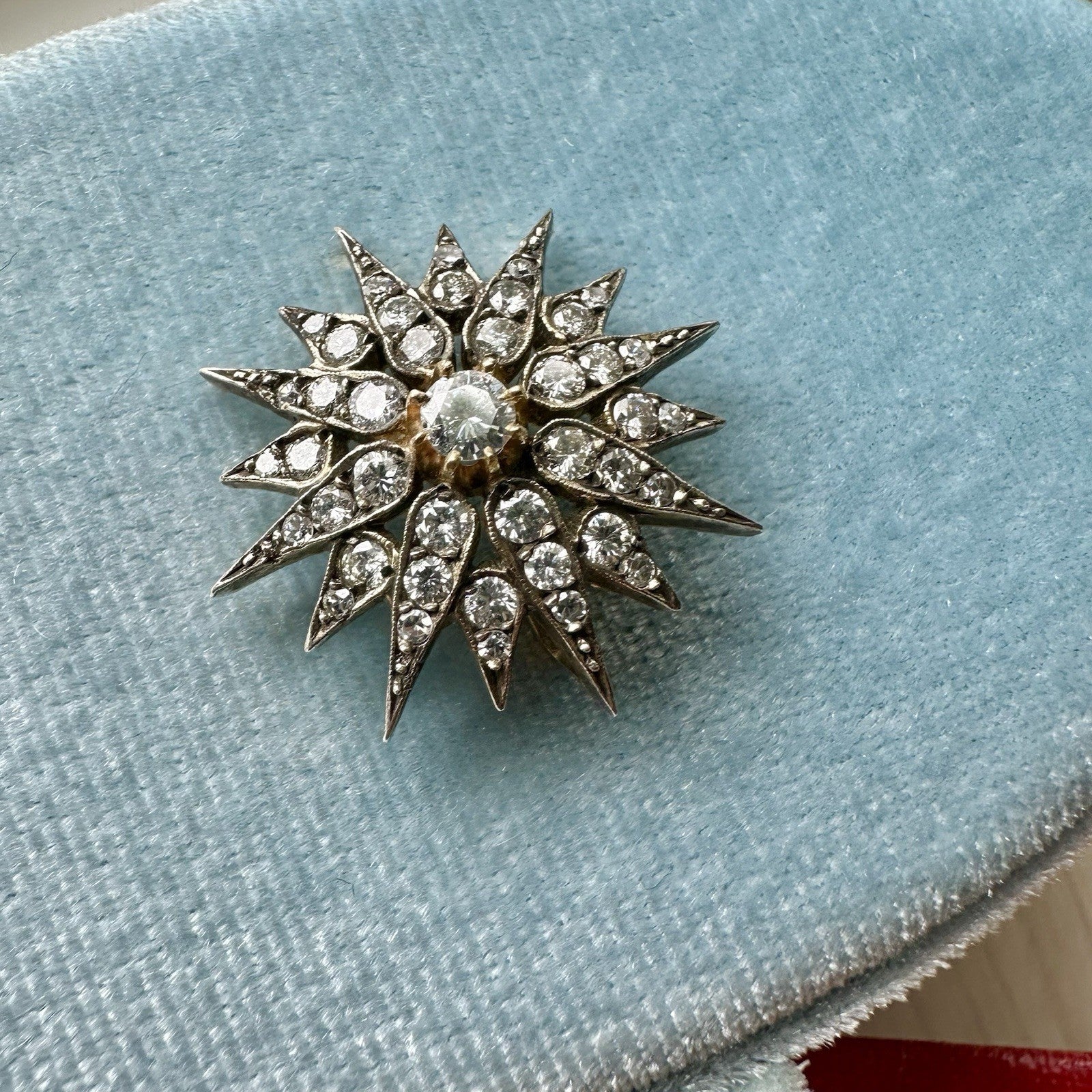 Antique Victorian OMC & Brillant Cut Sterling Over 14k Gold Pendant