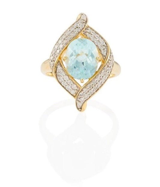 18k Paraiba Type Tourmaline And Diamond Ring
