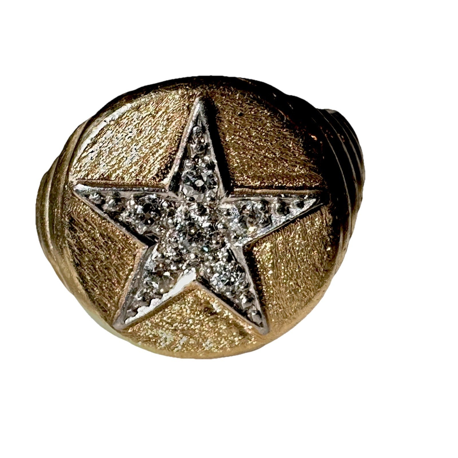 Vintage 14K Yellow Gold Lodge Star Ring w/ Diamonds 14.4g Size 10.5 Masonic