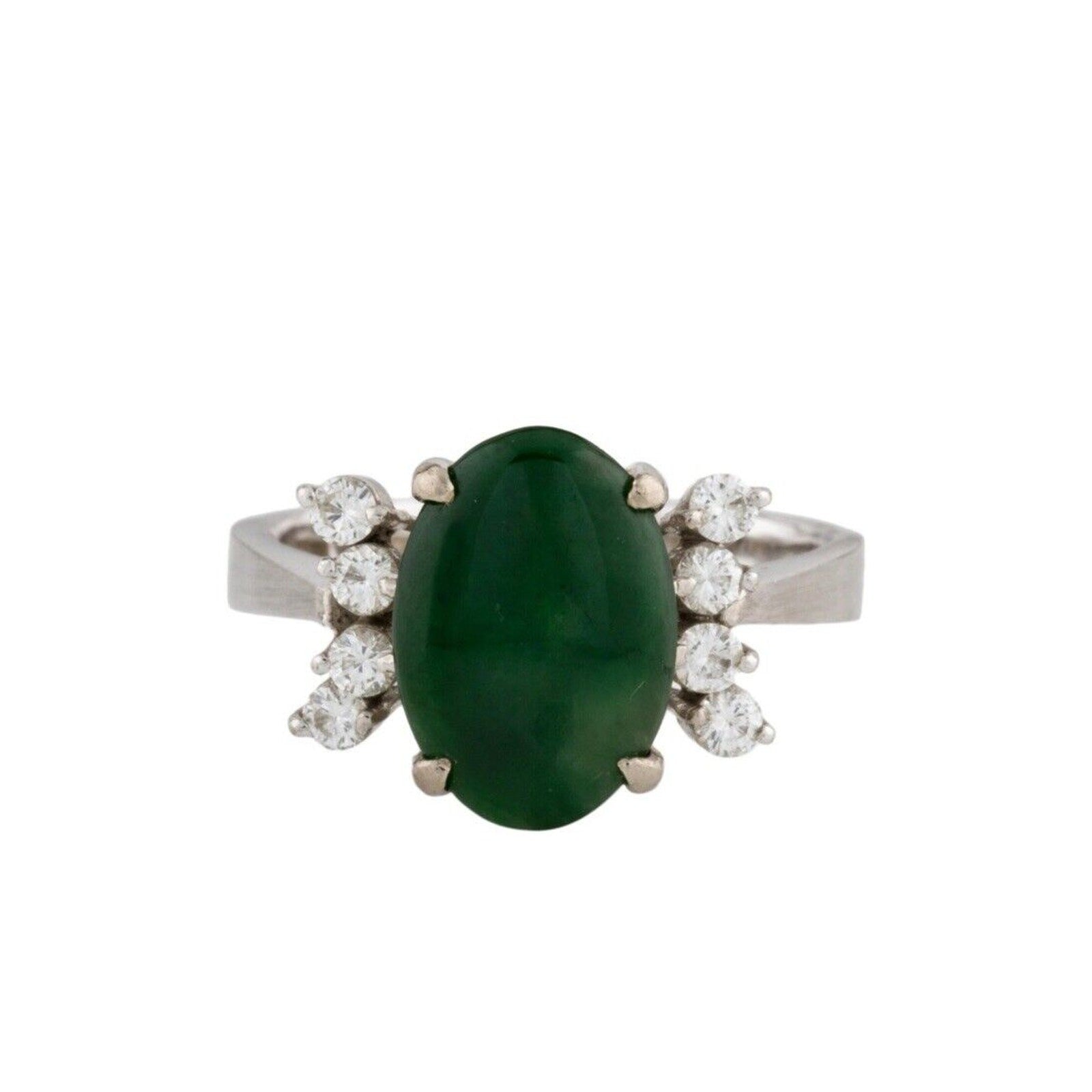 14k Jade & Diamond Ring Size 5
