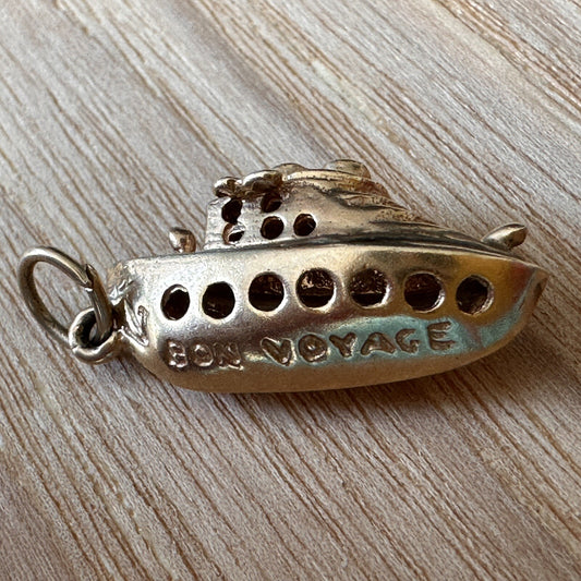 14k Gold Vintage ‘Bon voyage’ Charm 2.5 G  1 Inch