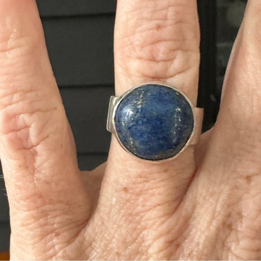 Vintage lapis sterling silver ring with wideband size 7