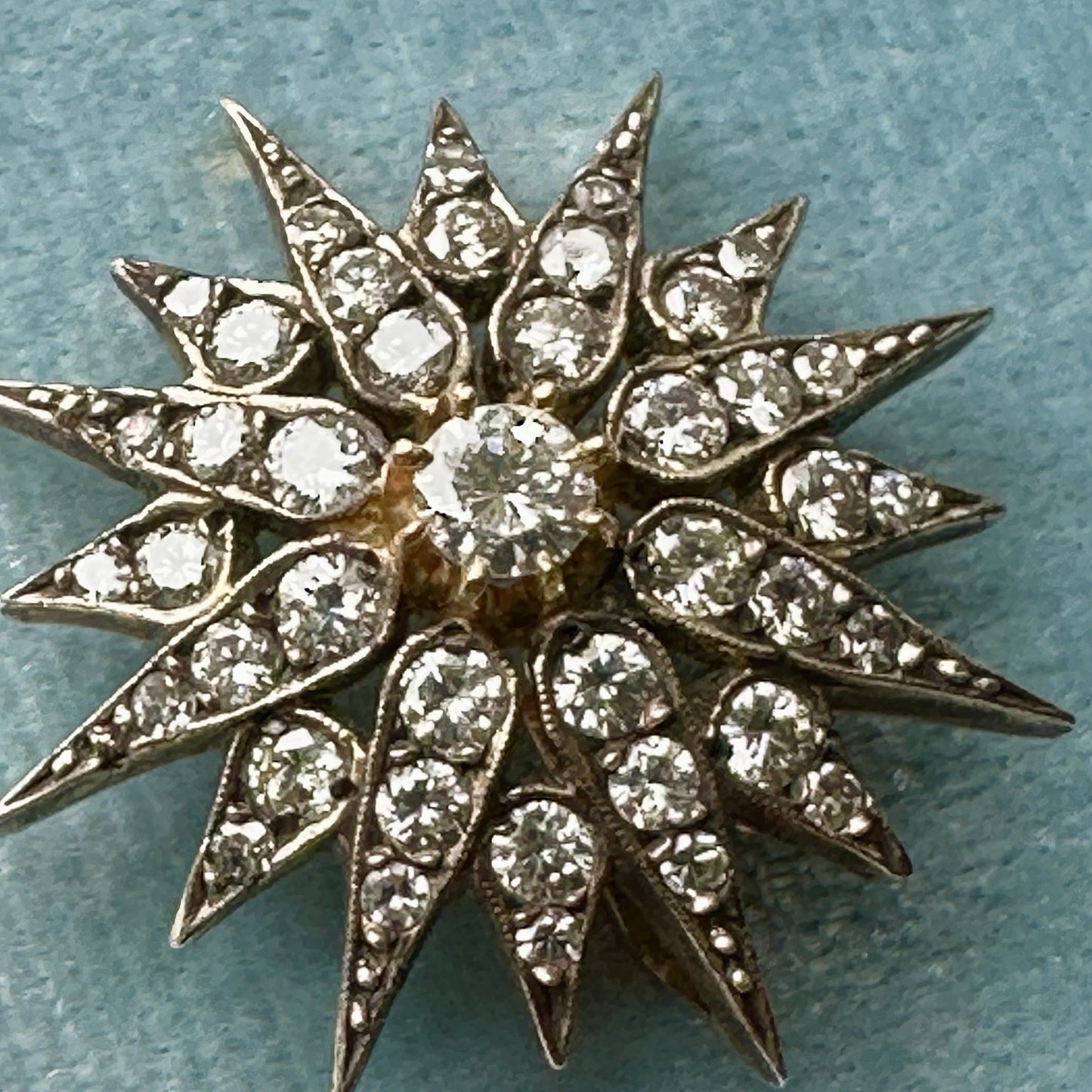 Antique Victorian OMC & Brillant Cut Sterling Over 14k Gold Pendant