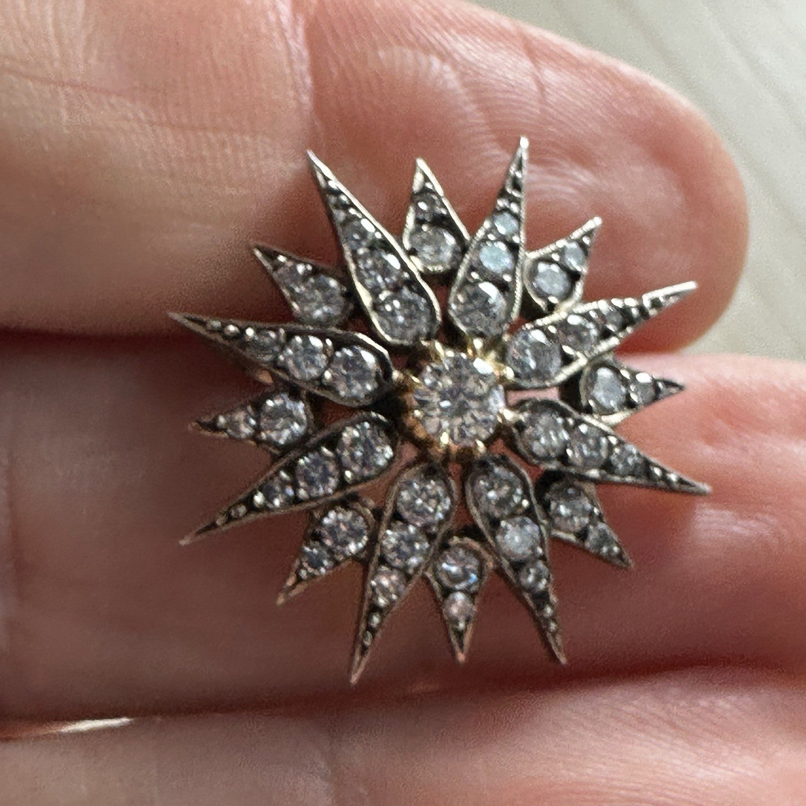 Antique Victorian OMC & Brillant Cut Sterling Over 14k Gold Pendant