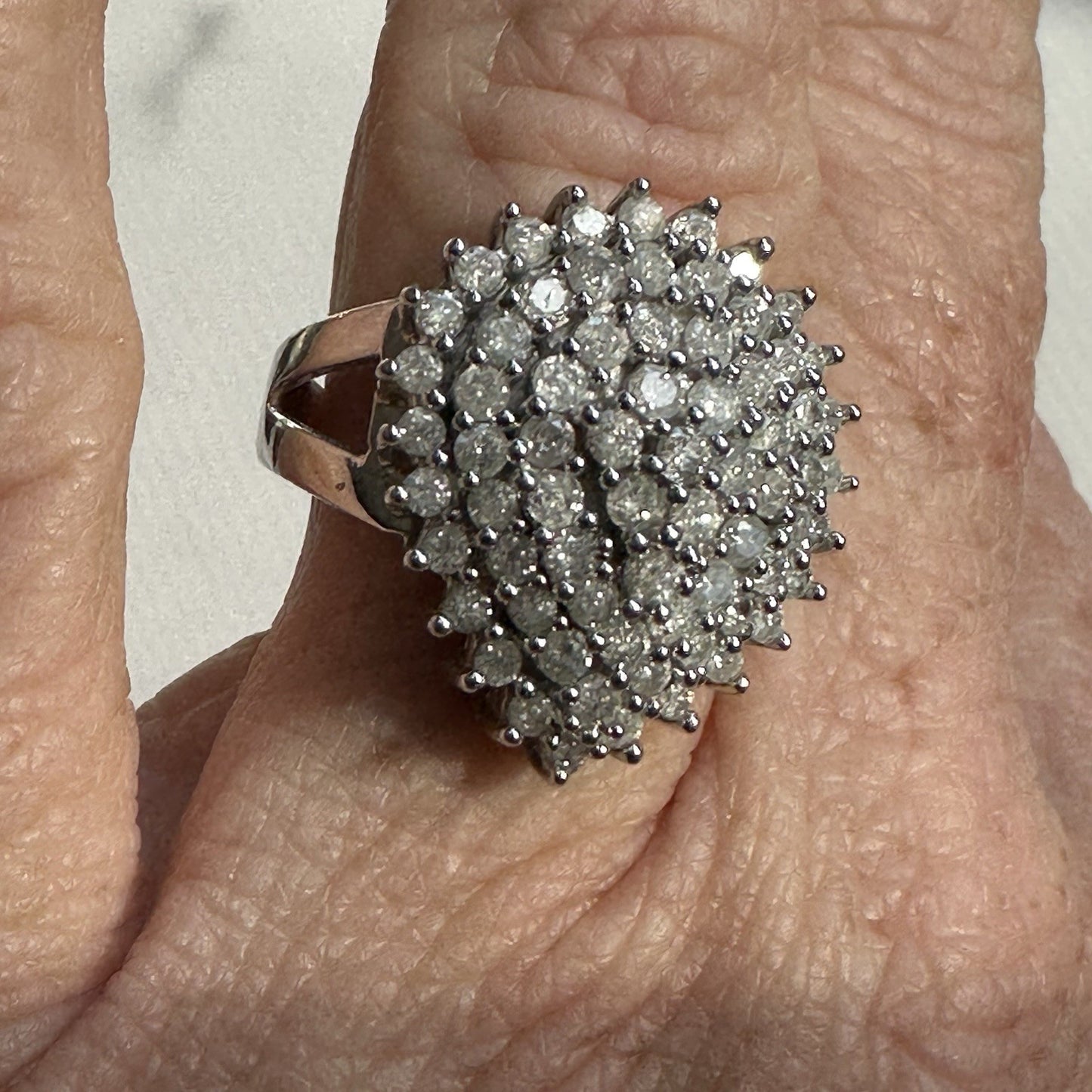 Vintage 10k 1.6 Cttw Cluster Diamond Ring