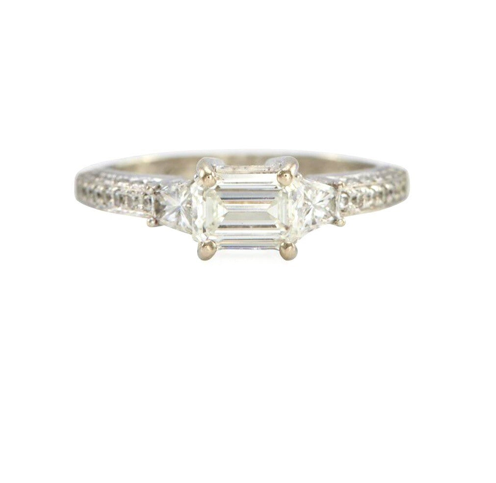 Antique Platinum 1+ cttw Old Emerald Cut Diamond Ring
