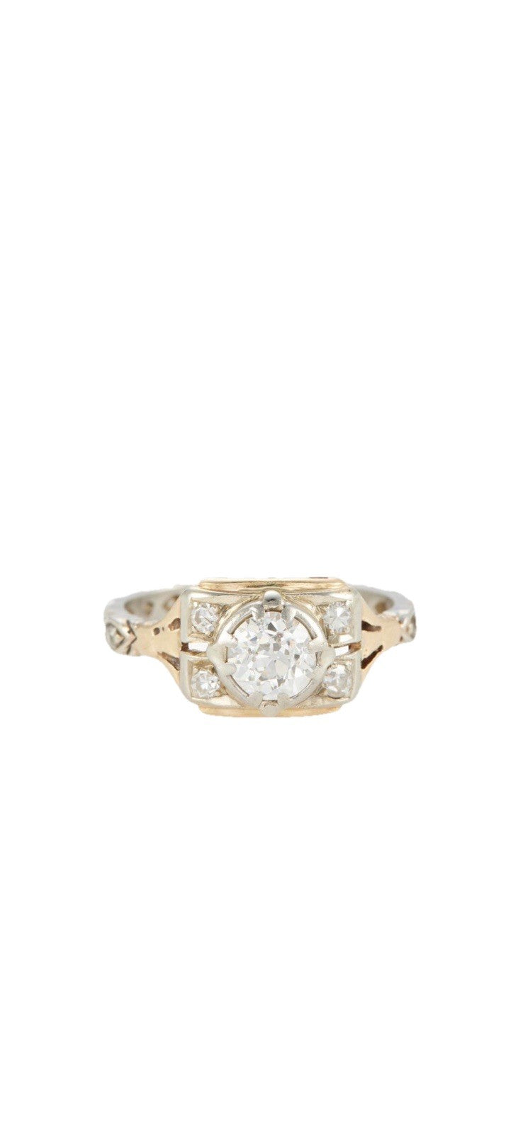 Old European Cut Diamond Platnium Ring Edwardian