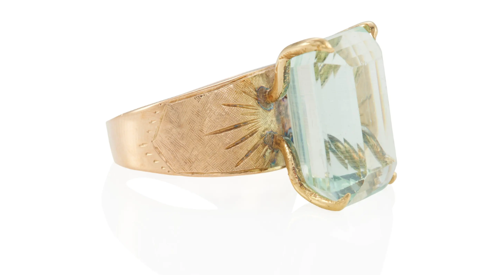 Vintage 11k large 17 ct Aquamarine cocktail ring
