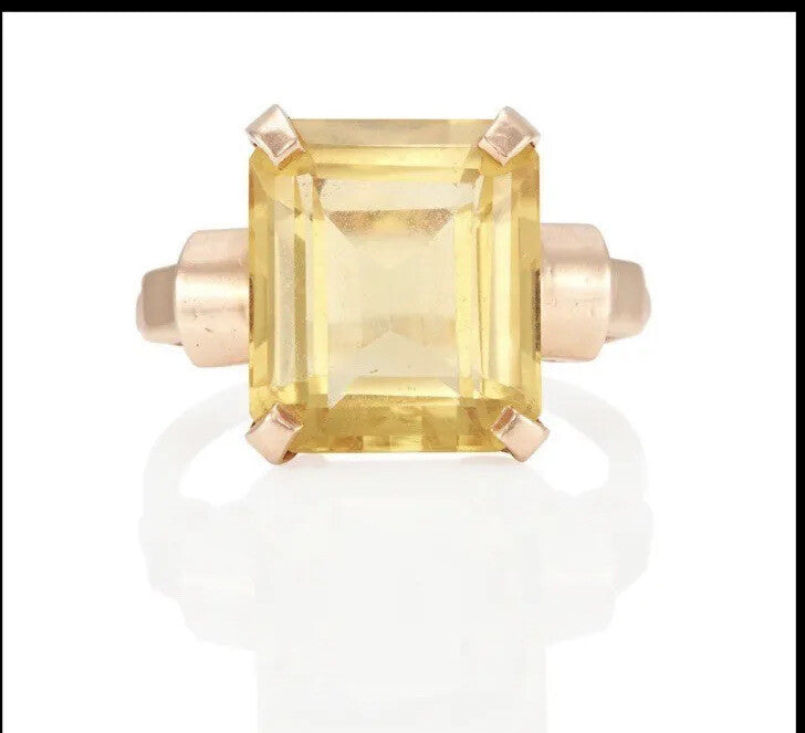 14k Rose gold 8 ct citrine ring preowned Size 9
