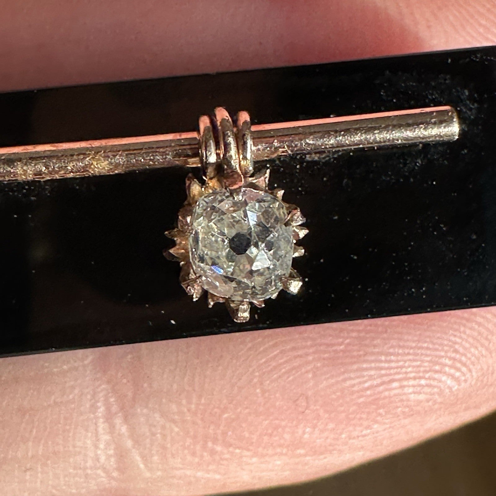 Antique Old European Cushion Cut Diamond Brooch