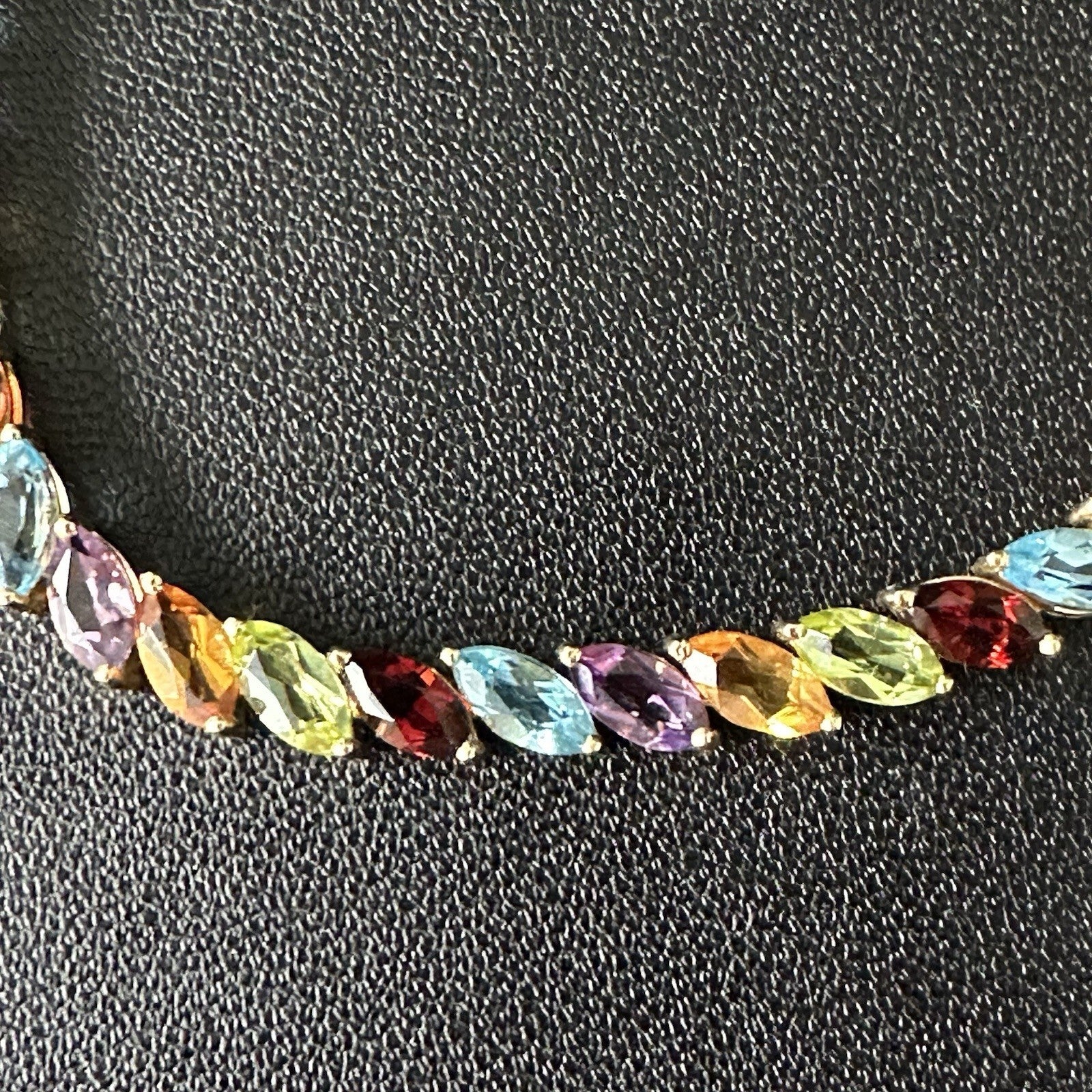 14k Yellow Gold Multi-Gemstone Tennis Bracelet 6.525 Inches  6.7g