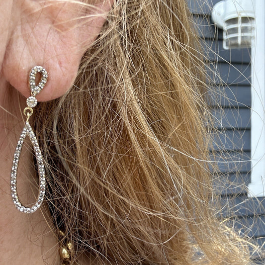 Sterling silver pave diamond earrings