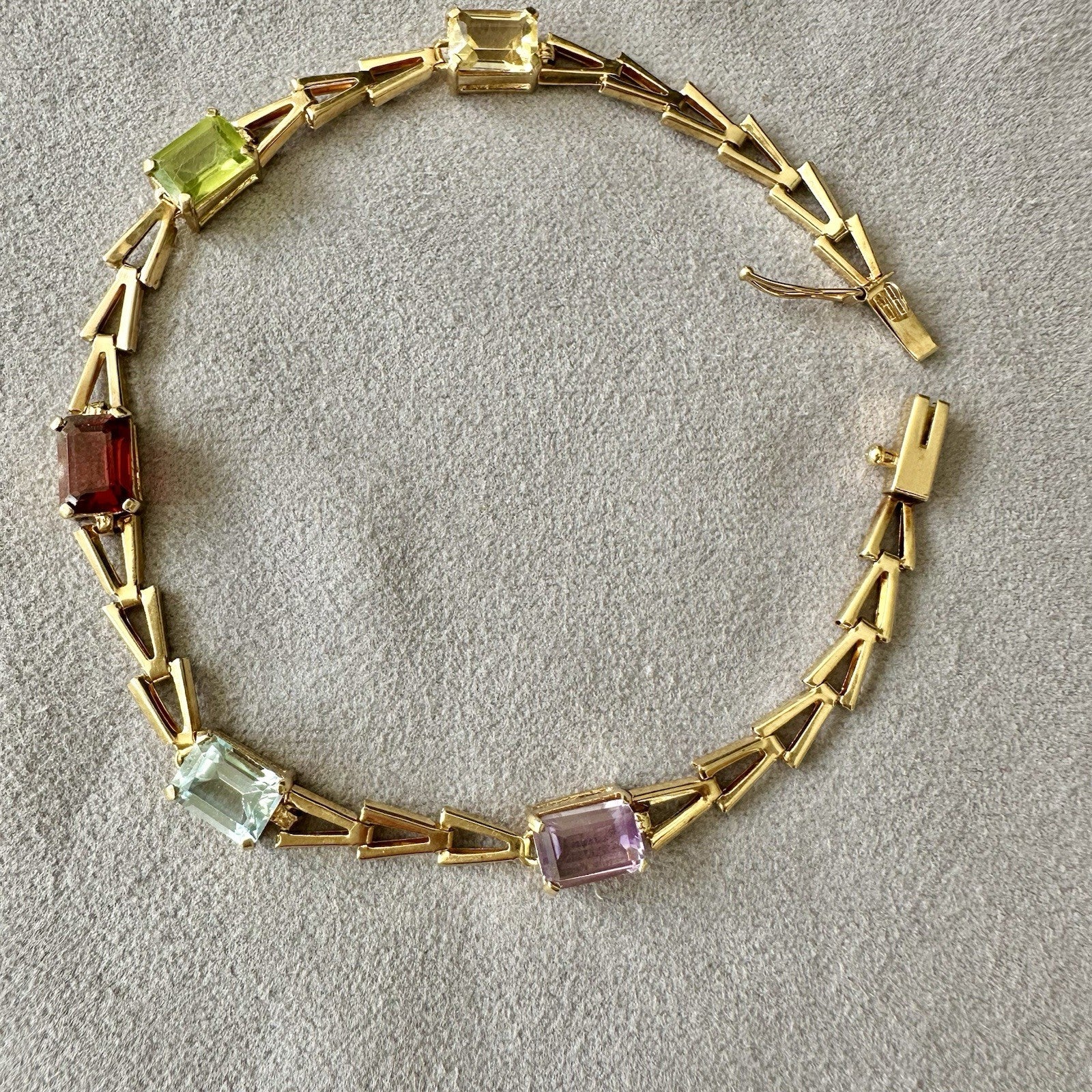 14k Multi Gemstone Vintage Bracelet 