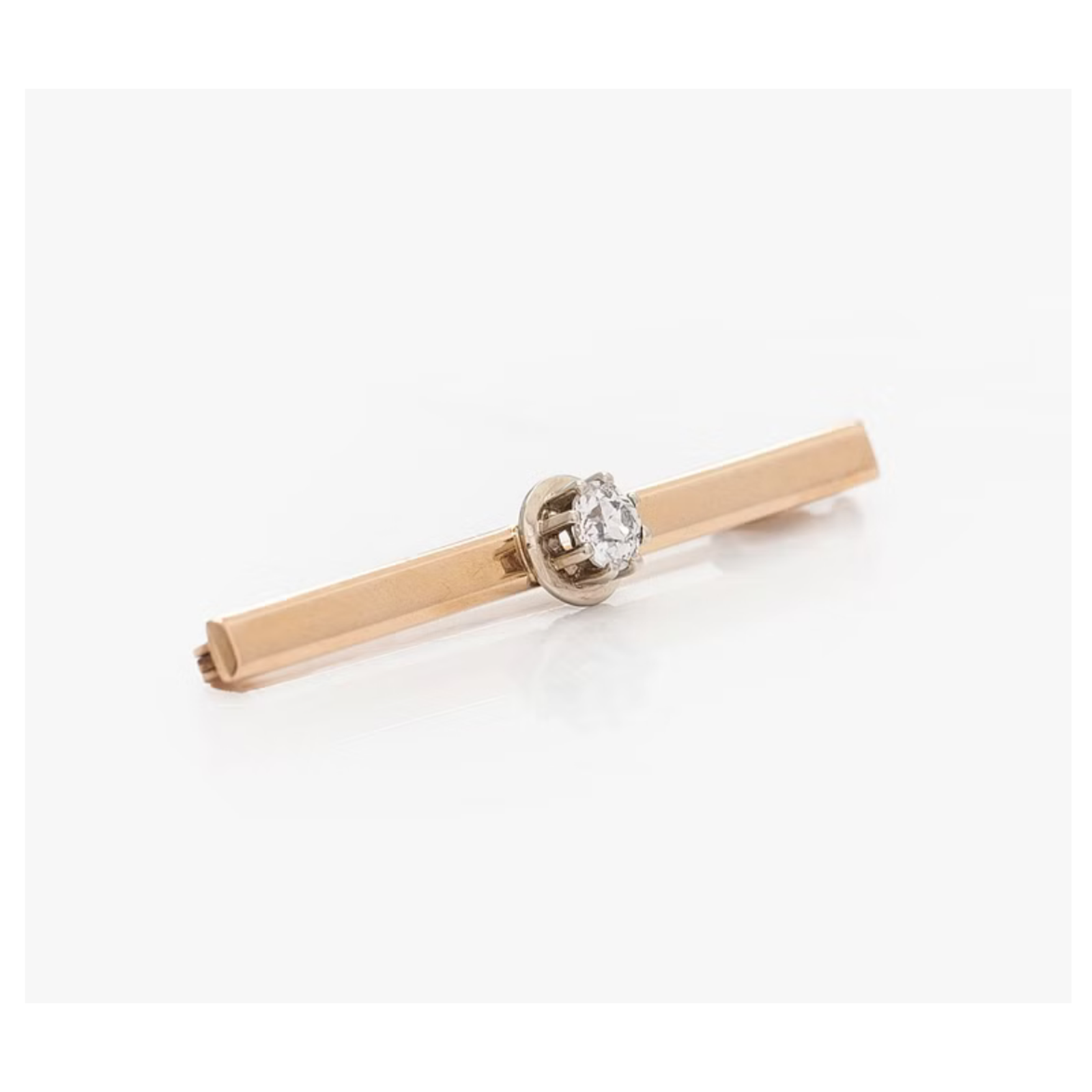 Antique Swedish 12k old mine cut .35 ct Bar Pin/ Extender very well made