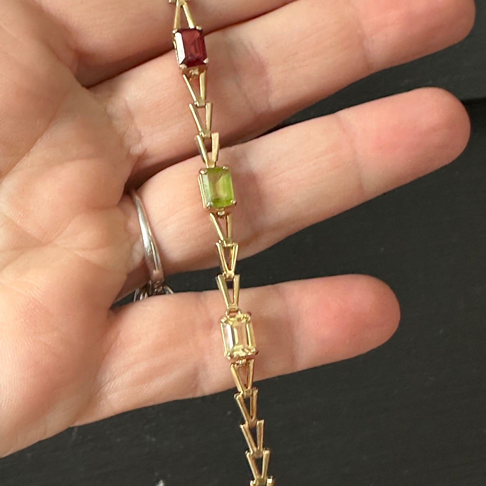 14k Multi Gemstone Vintage Bracelet 