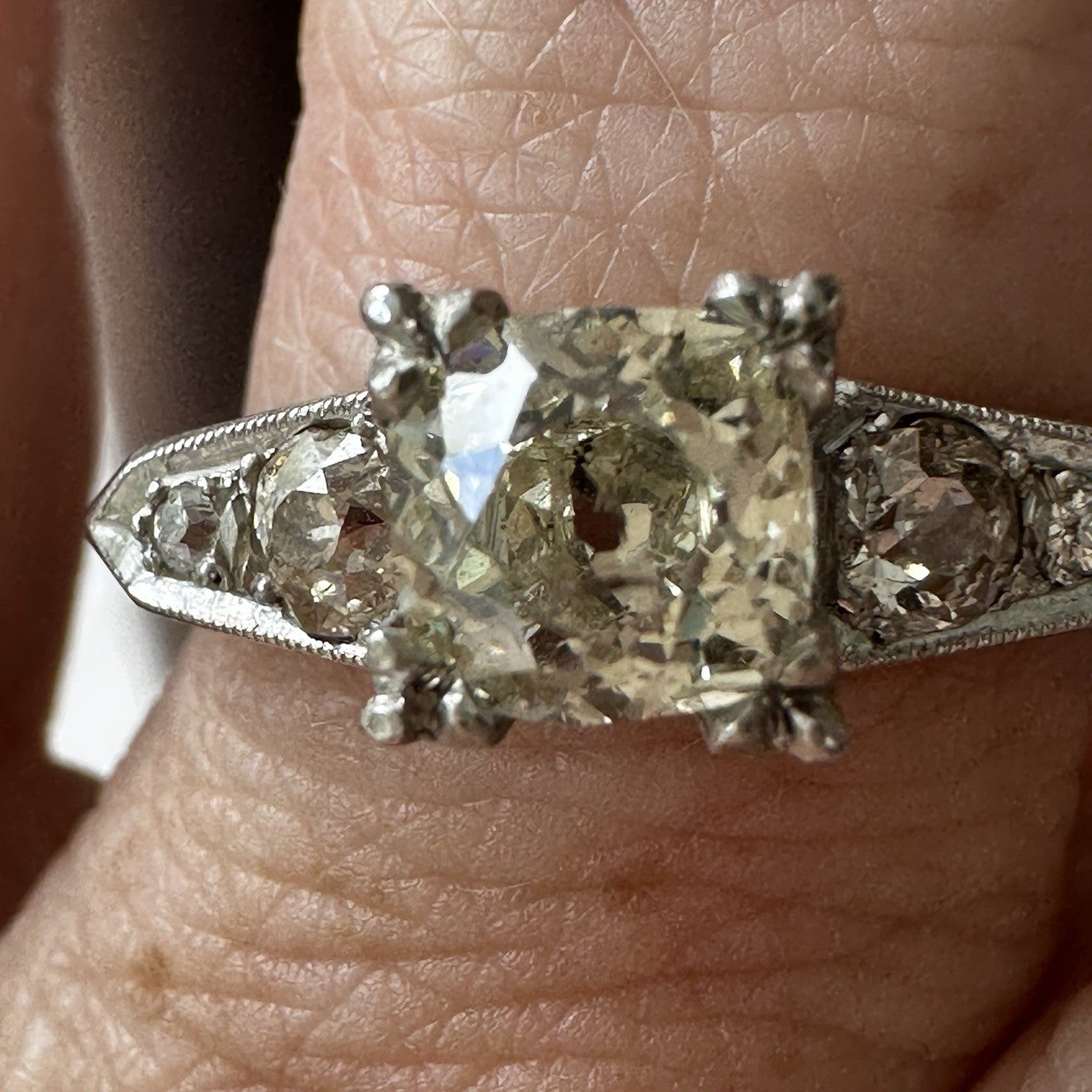 Old European Cut VS1-VS2 Diamond  14k Two Tone Gold  Ring Size 8.25