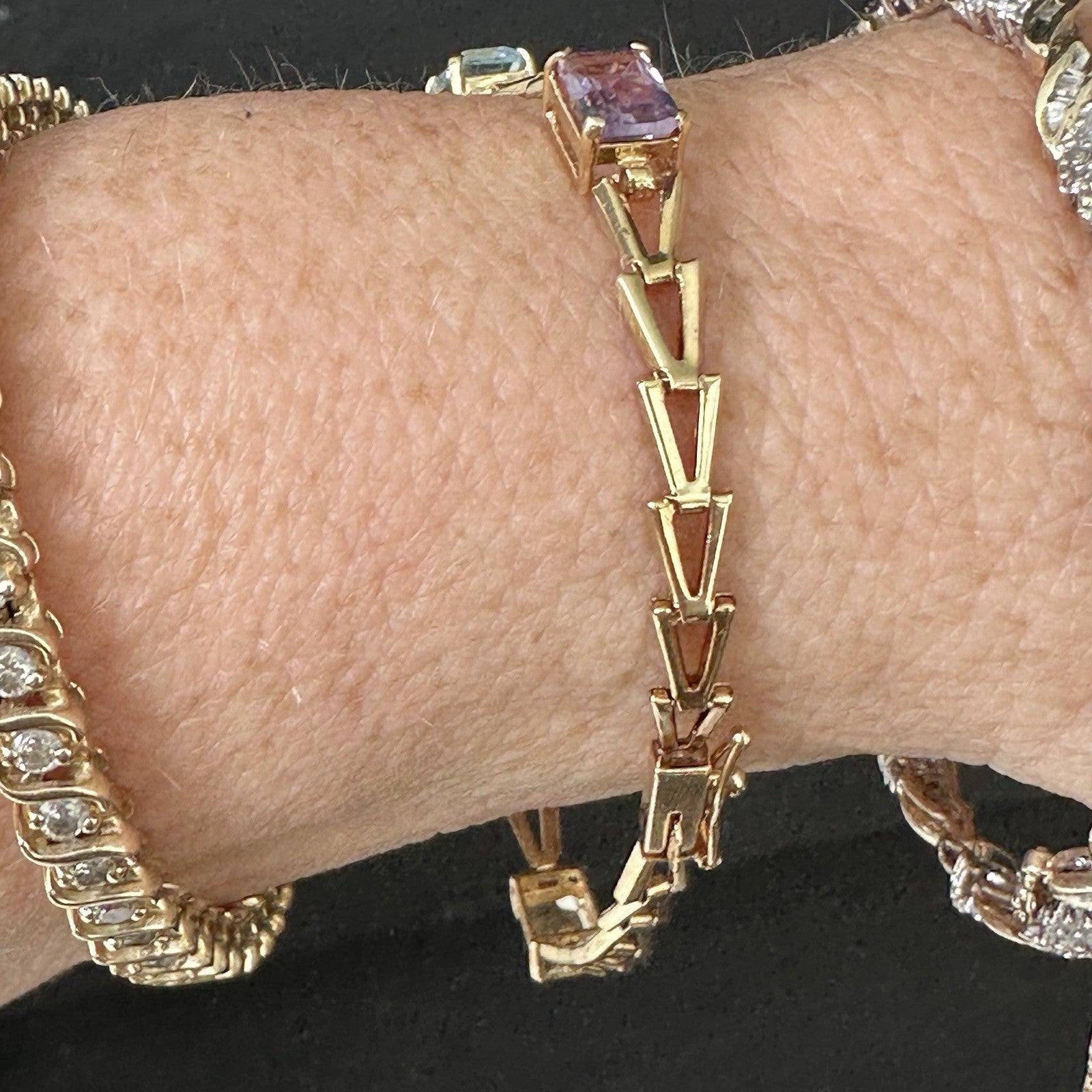 14k Multi Gemstone Vintage Bracelet 