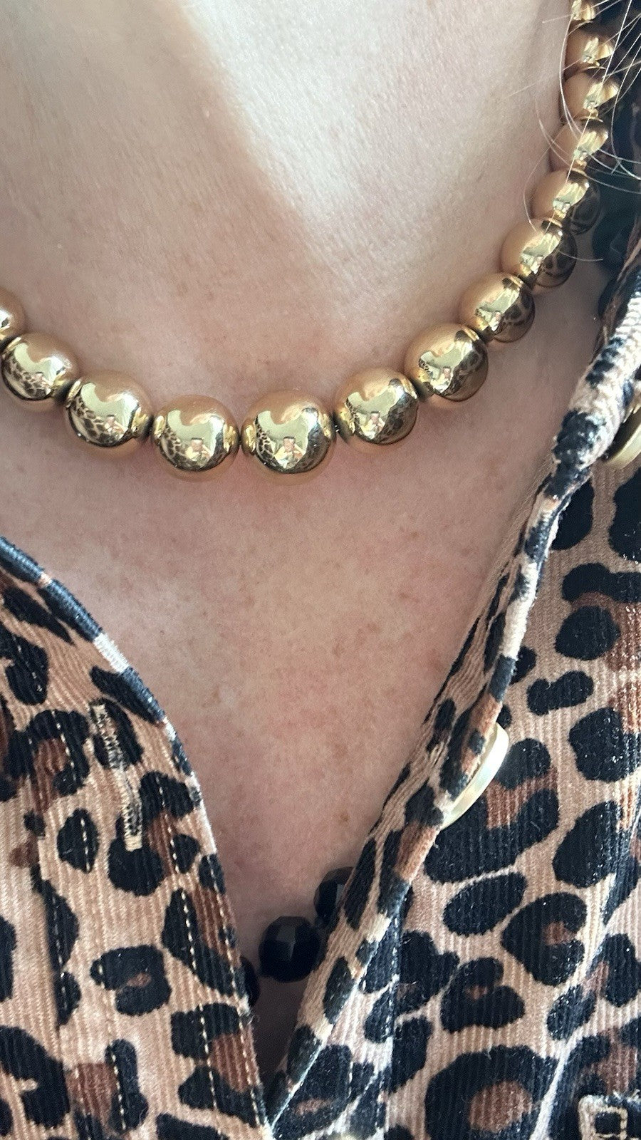 Vintage 14k Gold Ball Bead Necklace 15.5 Inches 48g