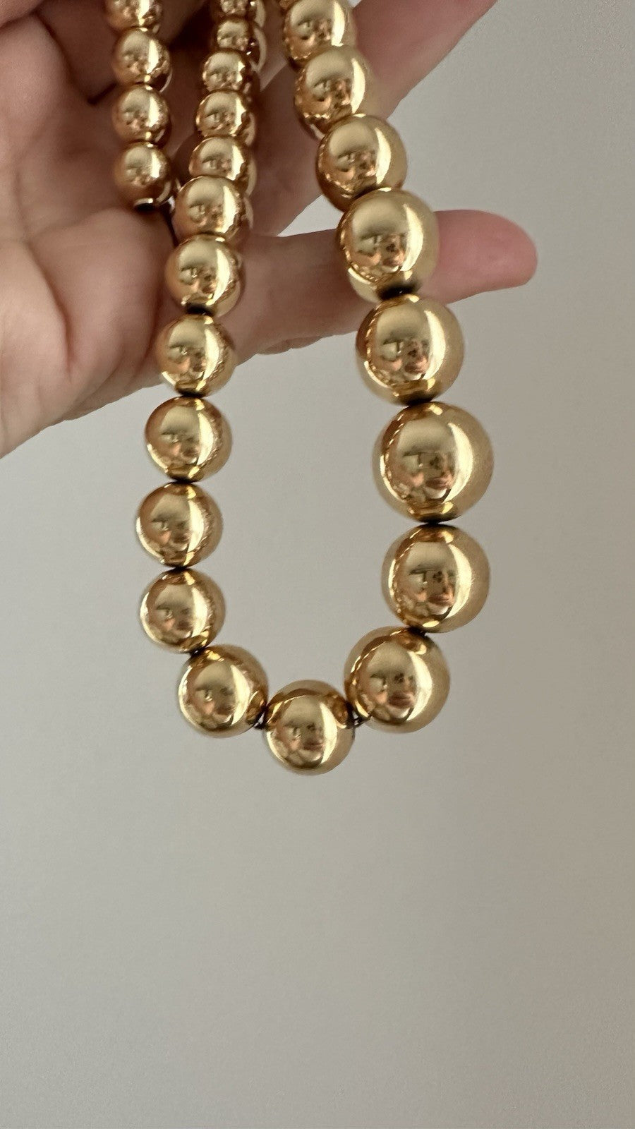 Vintage 14k Gold Ball Bead Necklace 15.5 Inches 48g