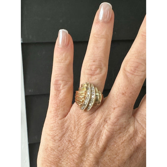 Vintage Retro Diamond Cocktail Ring – 14K Gold, 1940s–1950s
