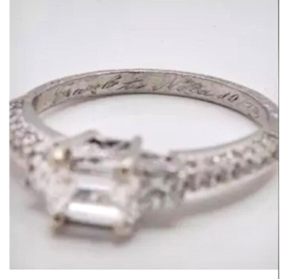 Antique Platinum 1+ cttw Old Emerald Cut Diamond Ring