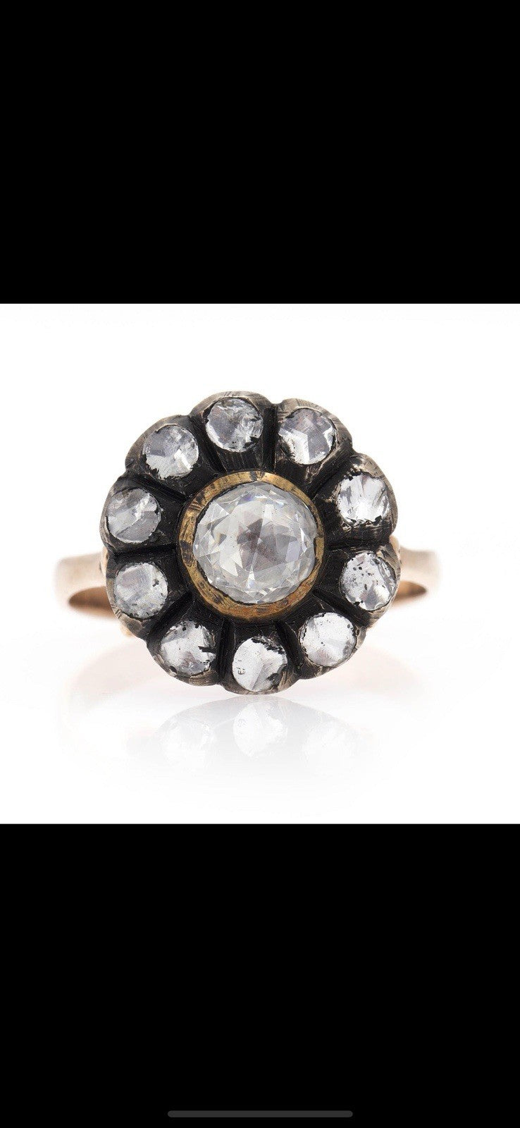 2.2 ct Antique Rose Cut Georgian diamond ring size 8