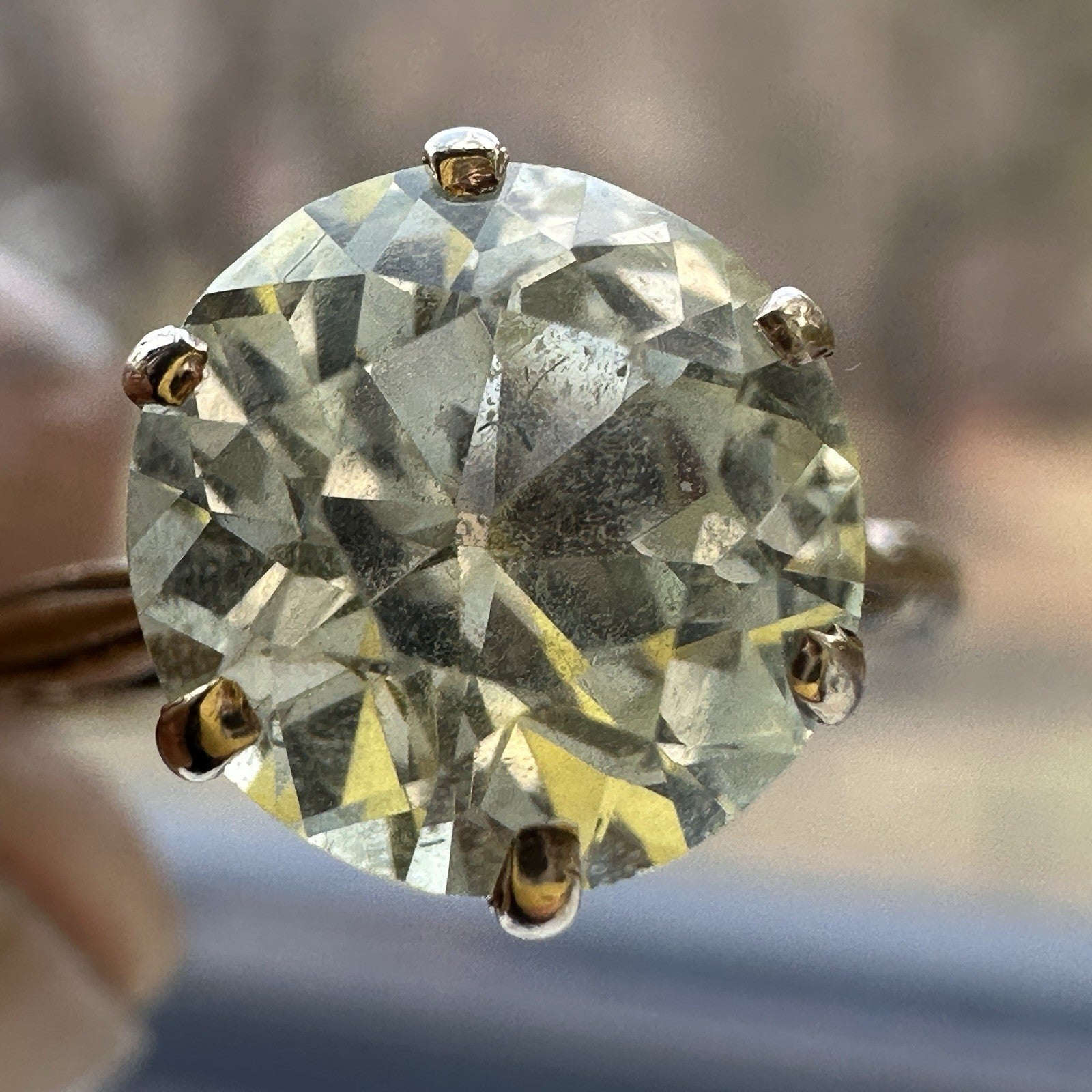 Antique 14k 3 Ct Yellow Sapphire Ring Size 5.5