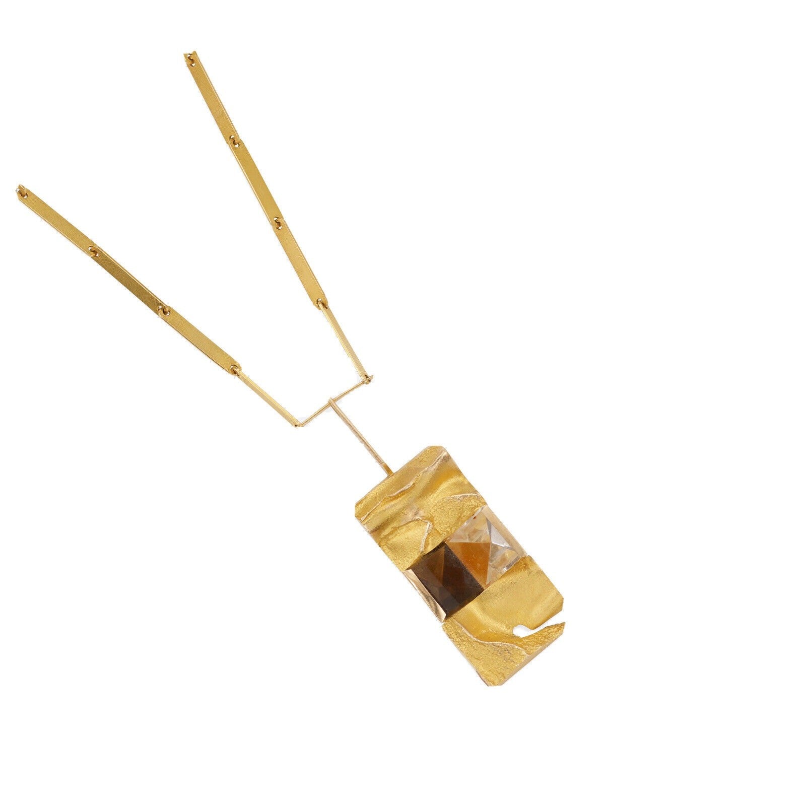 14k Yellow Gold Lapponia : Bjorn Weckstrom Finland modernist necklace 57 g