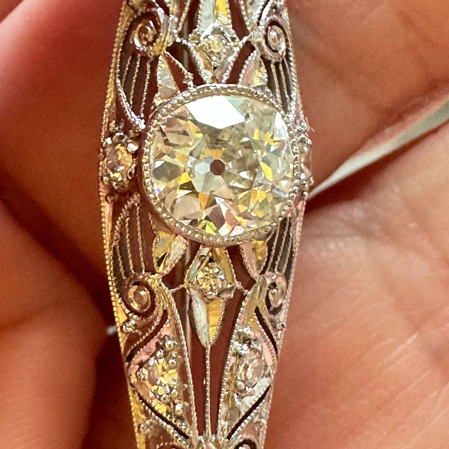 Bailey Banks Biddle Co. Art Deco Old European Cut 2 cttw Diamond Brooch