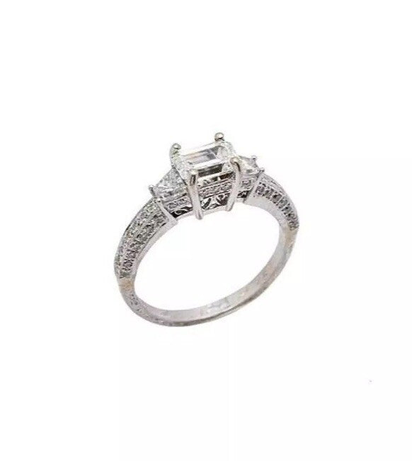 Antique Platinum 1+ cttw Old Emerald Cut Diamond Ring