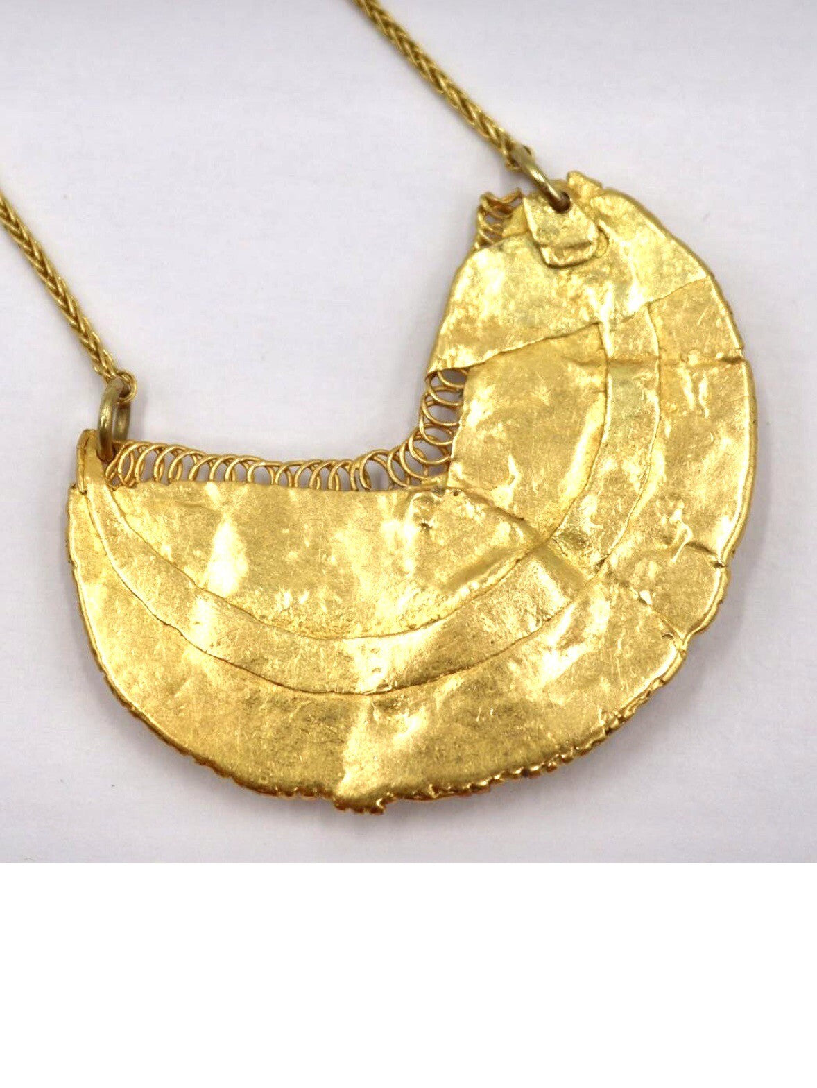 Vintage 18k gold  Crescent necklace with Turquoise