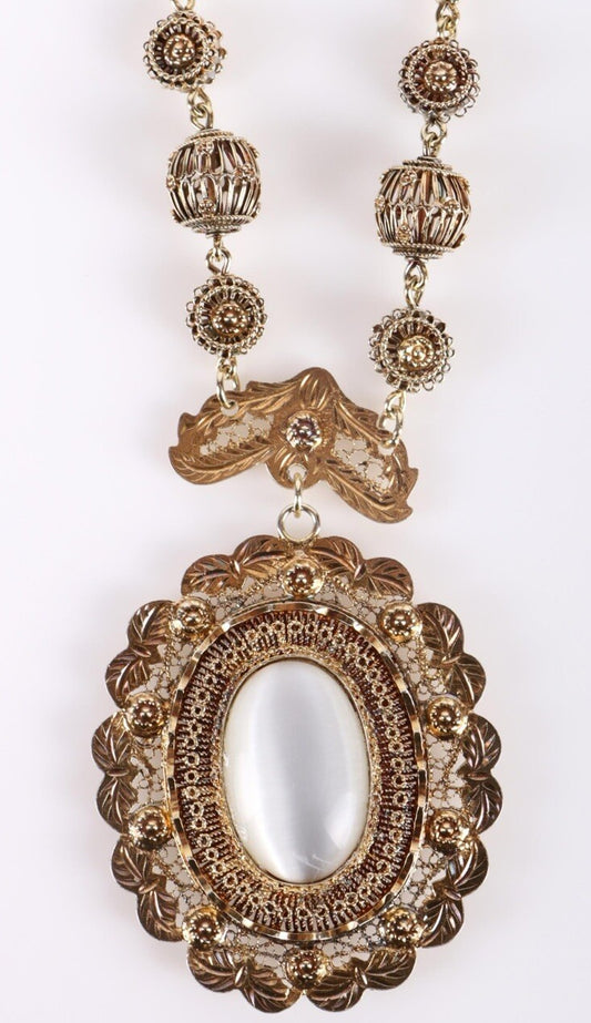 VICTORIAN SPANISH COLONIAL SILVER Moonstone NECKLACE