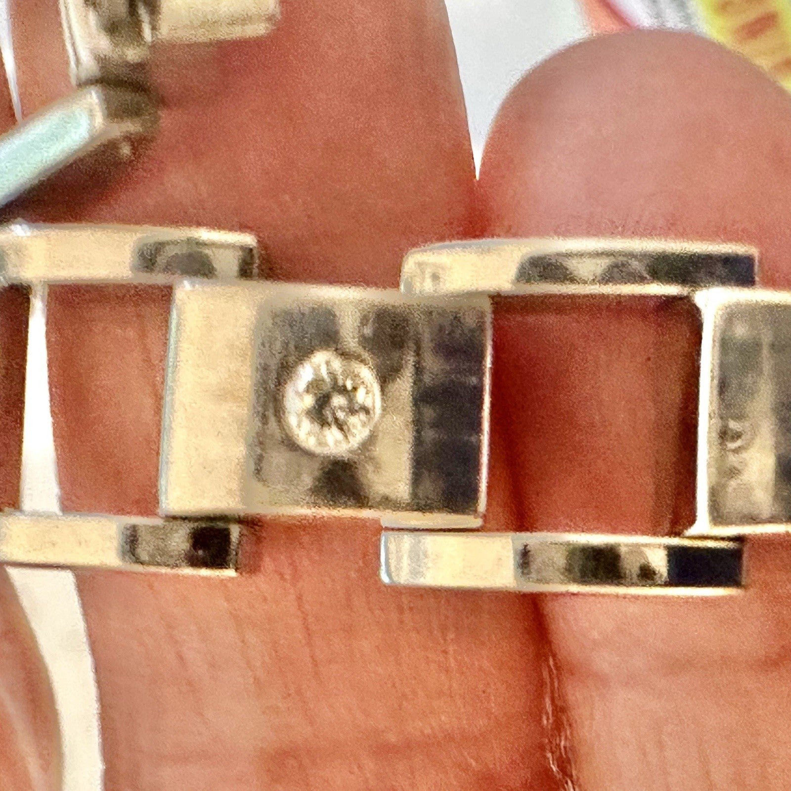 Vintage 8 inch 14 K white gold diamond tank bracelet