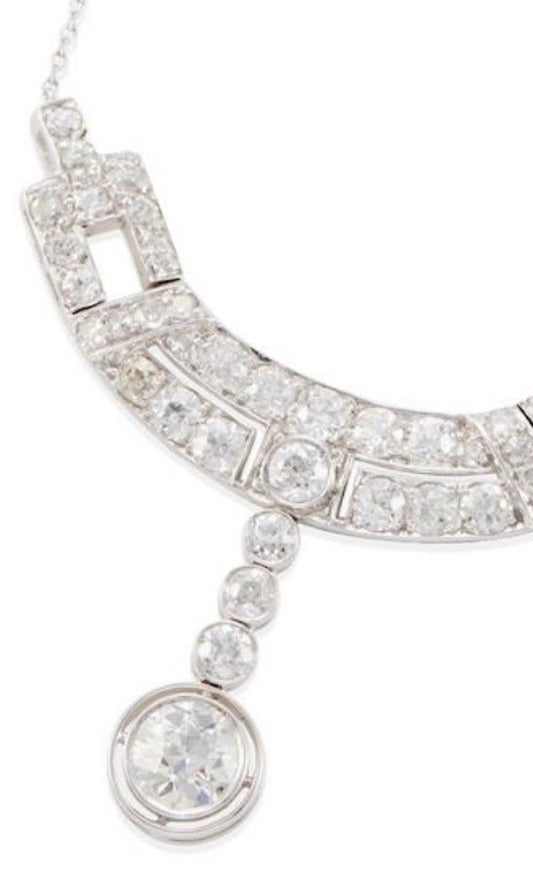 Antique Old European Cut Diamond Platnium Necklace 3.5 Cttw