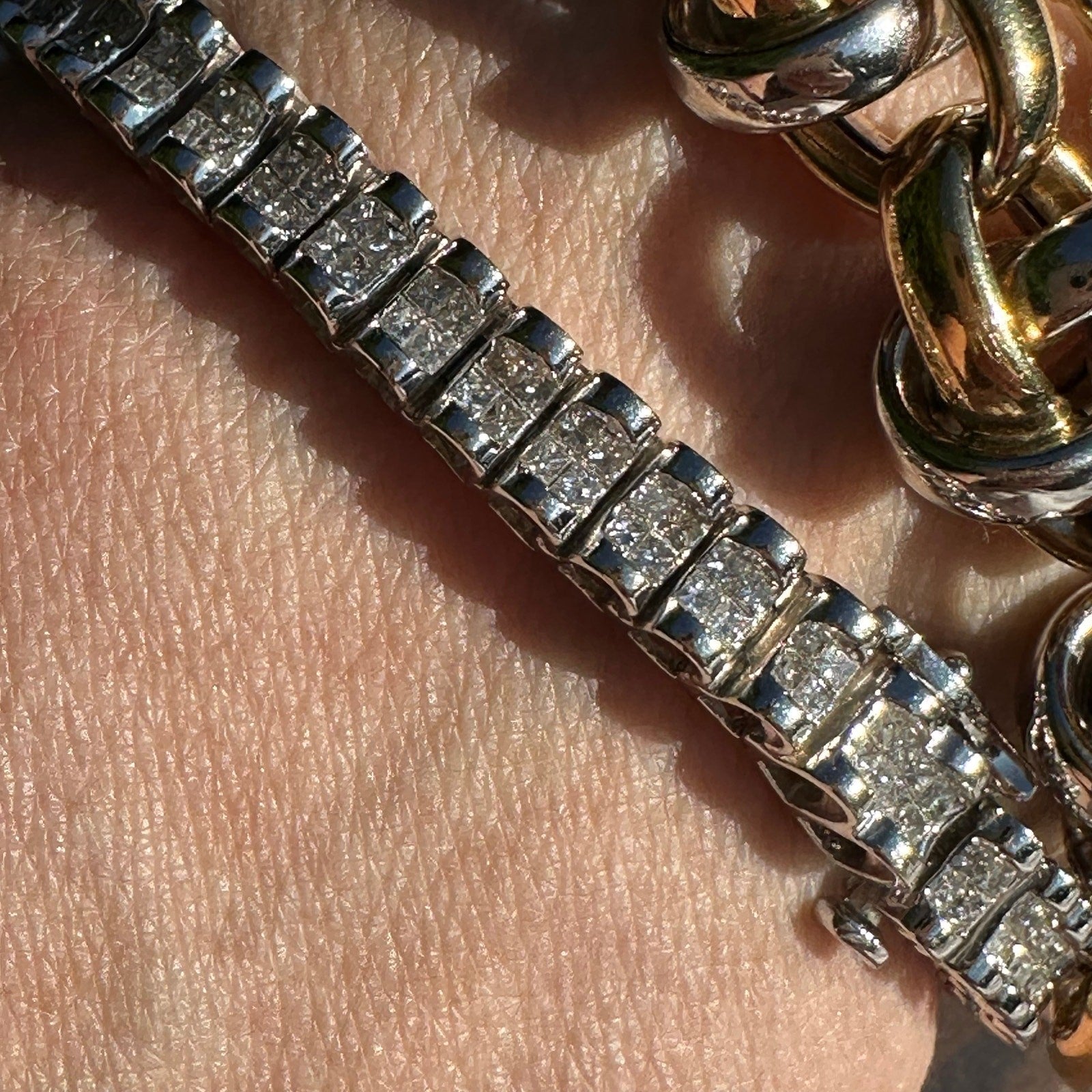 14K WHITE GOLD AND 4 cttw DIAMOND BRACELET 5.75 mm wide