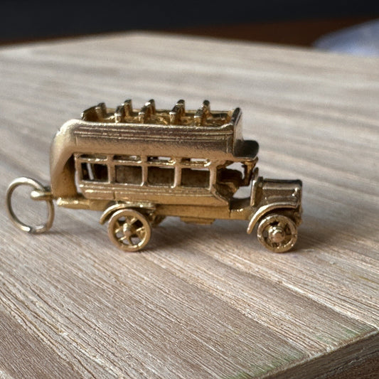 Charm Yellow Gold 9ct Vintage Double Decker Bus 7.1 Grams